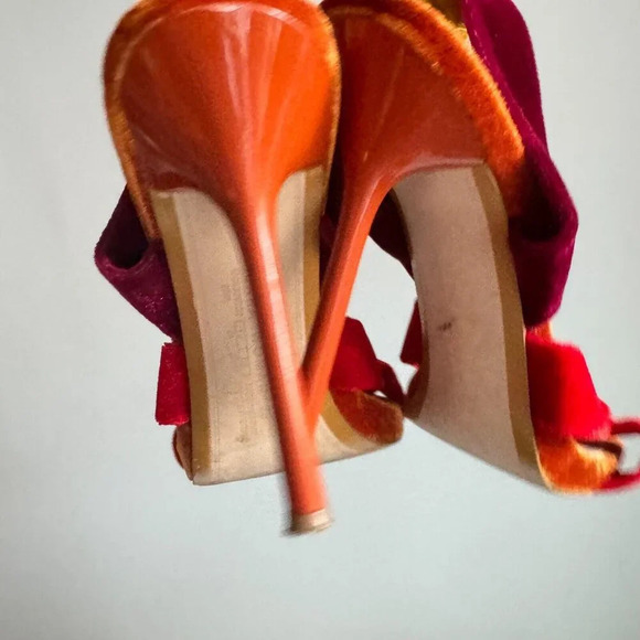 Zara Colourful Velvet Ankle Tie exy Heels 39 - Picture 5 of 9
